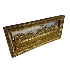 Home Interiors THE LORD'S LAST SUPPER Gold Mirrored Picture Plague Wall Art VTG